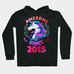 Cute Awesome Unicorn Since 2015 Funny Gift Hoodie